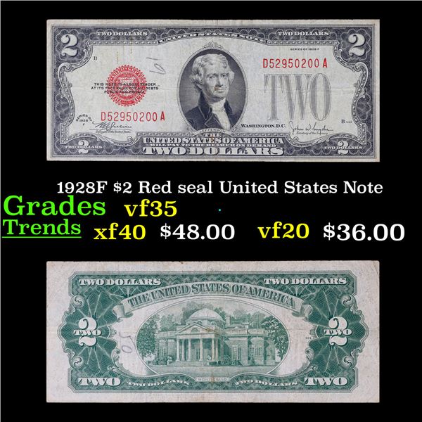 1928F $2 Red seal United States Note Grades vf++