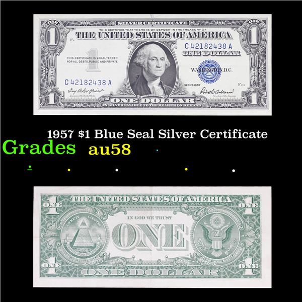 1957 $1 Blue Seal Silver Certificate Grades Choice AU/BU Slider