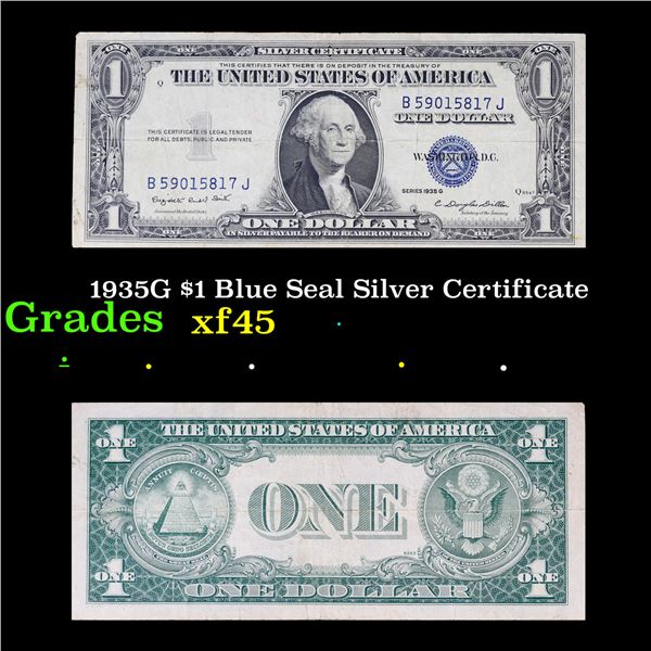 1935G $1 Blue Seal Silver Certificate Grades xf+