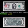 Image 1 : 1976 $2 Federal Reserve Note 1st Day of Issue, with Stamp Grades Choice AU/BU Slider