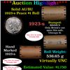 ***Auction Highlight*** Full solid date 1923-S Au/Bu Slider Peace silver dollar roll, 20 coins (fc)