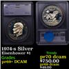 Proof 1974-s Silver Eisenhower Dollar $1 Graded pr69+ DCAM BY SEGS