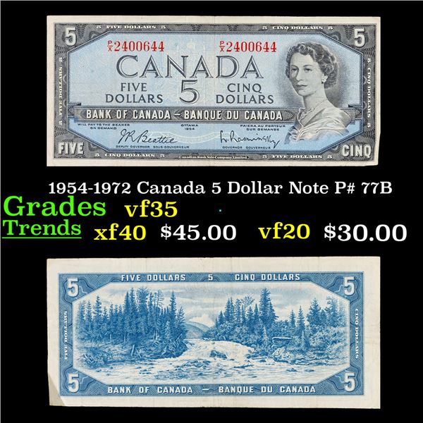 1954-1972 Canada 5 Dollar Note P# 77B Grades vf++