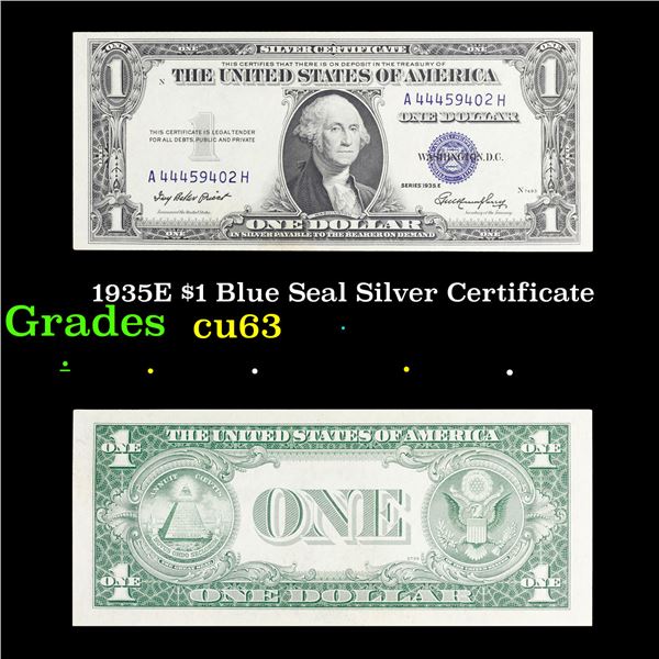1935E $1 Blue Seal Silver Certificate Grades Select CU