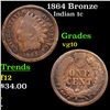Image 1 : 1864 Bronze Indian Cent 1c Grades vg+