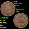 Image 1 : 1874 Indian Cent 1c Grades f+