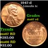 Image 1 : 1947-d Lincoln Cent 1c Grades GEM++ Unc RD