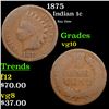Image 1 : 1875 Indian Cent 1c Grades vg+