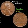 Image 1 : 1912-p Lincoln Cent 1c Grades xf+