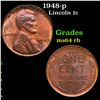 Image 1 : 1948-p Lincoln Cent 1c Grades Choice Unc RB