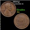 Image 1 : 1914-p Lincoln Cent 1c Grades f+