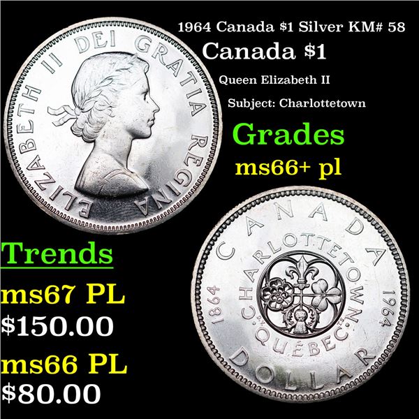 1964 Canada $1 Silver KM# 58 Grades GEM++ PL