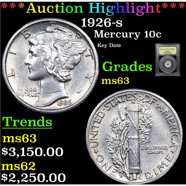 ***Auction Highlight*** 1926-s Mercury Dime 10c Graded Select Unc BY USCG (fc)