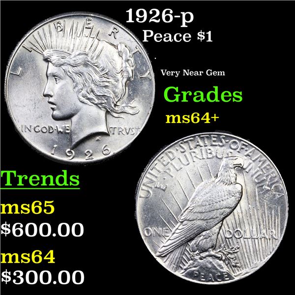 1926-p Peace Dollar $1 Grades Choice+ Unc