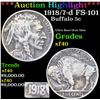 Image 1 : ***Auction Highlight*** 1918/7-d Buffalo Nickel FS-101 5c Graded xf40 By SEGS (fc)