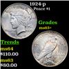 Image 1 : 1924-p Peace Dollar $1 Grades Select+ Unc