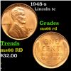 Image 1 : 1948-s Lincoln Cent 1c Grades GEM+ Unc RD