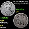 1917-s Obverse Walking Liberty Half Dollar 50c Grades g+