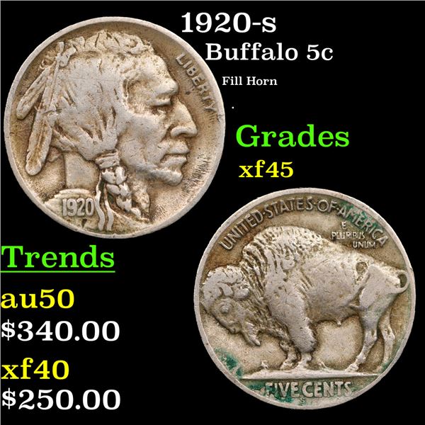 1920-s Buffalo Nickel 5c Grades xf+