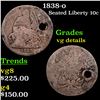 1838-o Seated Liberty Dime 10c Grades vg details