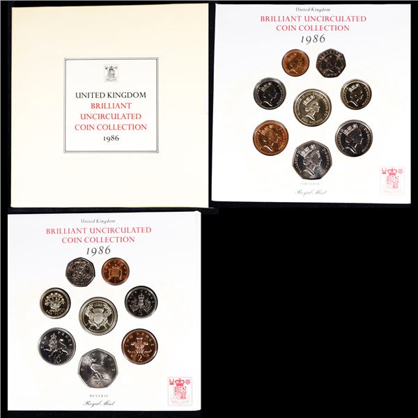 Great Britain, 1986 uncirculated 8 coin set. 1p - £2. Includes the Commonwealth Games Commemorative 