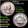 1949-p Franklin Half Dollar 50c Grades Choice Unc+ FBL