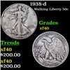 1938-d Walking Liberty Half Dollar 50c Grades xf