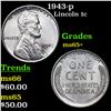 1943-p Lincoln Cent 1c Grades GEM+ Unc