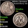 1854-o Arrows Seated Half Dollar 50c Grades f+