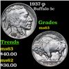 Image 1 : 1937-p Buffalo Nickel 5c Grades Select Unc