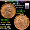 Image 1 : ***Auction Highlight*** 1918-s Lincoln Cent 1c Graded ms66 rb BY SEGS (fc)