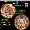 Image 1 : ***Auction Highlight*** 1887 Indian Cent 1c Graded ms65 rb By SEGS (fc)