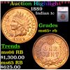 Image 1 : ***Auction Highlight*** 1889 Indian Cent 1c Graded ms65+ rb BY SEGS (fc)