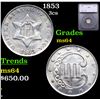 Image 1 : 1853 Three Cent Silver 3cs Graded ms64 By SEGS