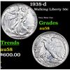 1938-d Walking Liberty Half Dollar 50c Graded au58 By SEGS