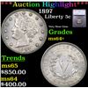 ***Auction Highlight*** 1897 Liberty Nickel 5c Graded ms64+ By SEGS (fc)