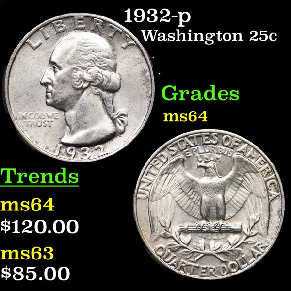 1932-p Washington Quarter 25c Grades Choice Unc