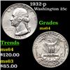 1932-p Washington Quarter 25c Grades Choice Unc
