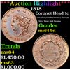 ***Auction Highlight*** 1818 Coronet Head Large Cent 1c Graded ms64 By SEGS (fc)