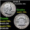 Image 1 : 1948-d Franklin Half Dollar 50c Grades GEM+ FBL