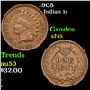 Image 1 : 1908 Indian Cent 1c Grades xf+