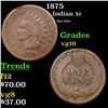 Image 1 : 1875 Indian Cent 1c Grades vg+