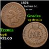 Image 1 : 1874 Indian Cent 1c Grades vg details