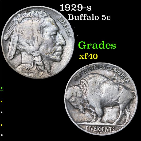 1929-s Buffalo Nickel 5c Grades xf