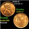 Image 1 : 1946-d Lincoln Cent 1c Grades GEM+ Unc RD