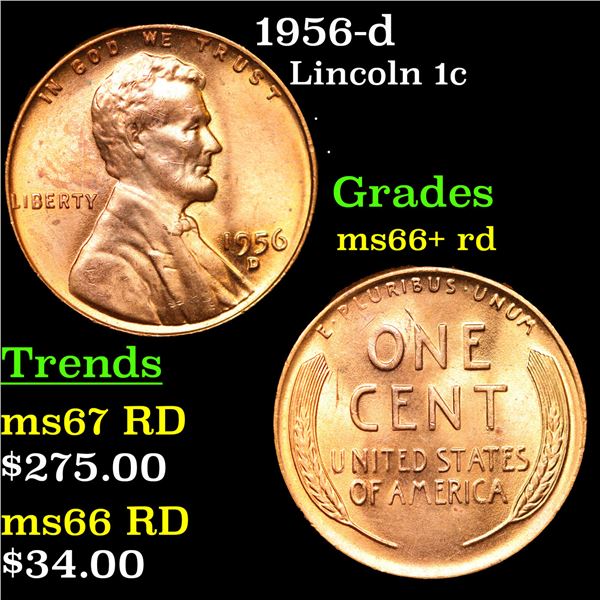 1956-d Lincoln Cent 1c Grades GEM++ RD