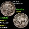 Image 1 : 1919-p Buffalo Nickel 5c Grades Select Unc