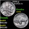 1936-p Buffalo Nickel 5c Grades Choice Unc