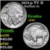 1913-p TY II Buffalo Nickel 5c Grades xf+