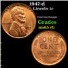 1947-d Lincoln Cent 1c Grades GEM Unc RB